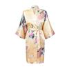 Pigiama Kimono da Donna in Stile Giapponese a Maniche Corte con Stampa Pavone Accappatoio Lungo da Notte da Donna in Seta Simulata