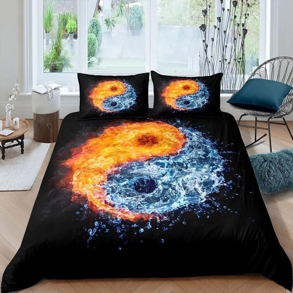 Ice And Fire Collision Theme Duvet Set Bedding Three-Piece Set