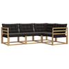 Outdoor Sofa Set with Cushions 4 Pcs White and Black