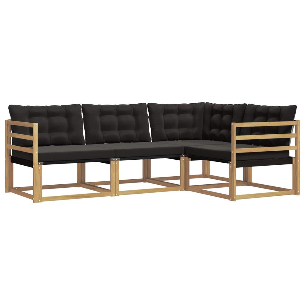 Outdoor Sofa Set with Cushions 4 pcs White and Black