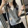 Spring and Autumn Vintage Rhombus V-neck Knitted Vest Cardigan for Women Layered Vest Sweater Casual Cardigan Sweater Vest Tops