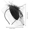 Fascinator Headband with Veil, Bridal Wedding Hair Accessory for Women, Party and Tea Ceremony Special Occasion Mesh Hat Black