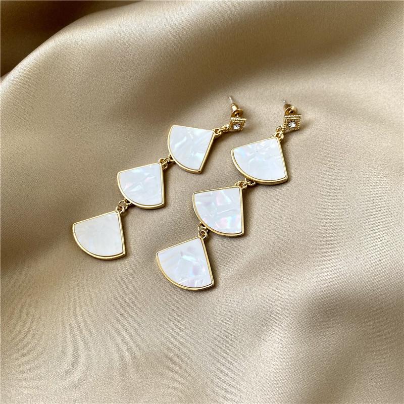 925 Silber Fächerförmige Muschel Lange Ohrringe: Trendiger japanischer & koreanischer Promi-Stil Vielseitige Hängeohrringe