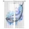 Big Blue Whale Sheer Curtains Bedroom Voile Curtain Living Room Window Sheer Curtains Kitchen Tulle Drapes
