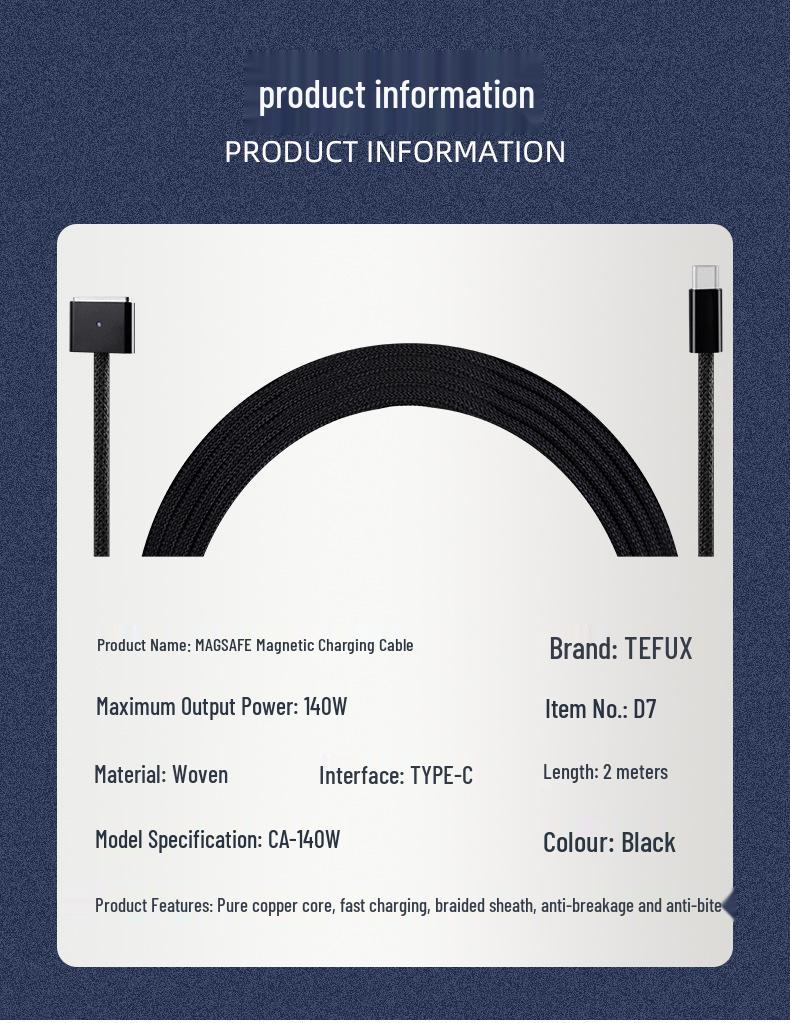 140W Type-C To MagSafe 3 Fast Charging Cable for MacBook