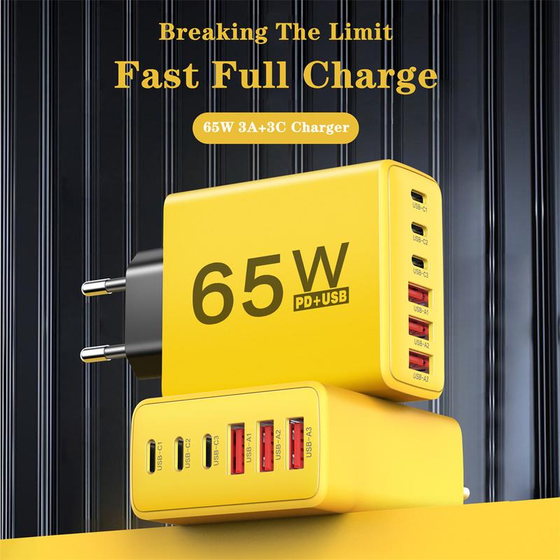 65W Multi Ports USB Type C Charger Fast Charging Phone Wall Adapter For iPhone Samsung Xiaomi EU/US/UK Plug Quick Charge Charger