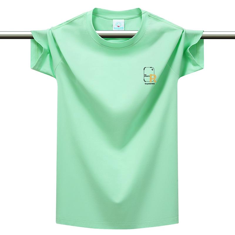 Plus Size Men's T-shirt 220g Heavyweight Cotton Solid Color Loose Fit Casual Summer Tee Top