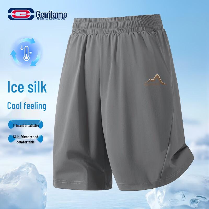 GENIOLAMODE Men s Ice Silk Casual Sports Shorts L