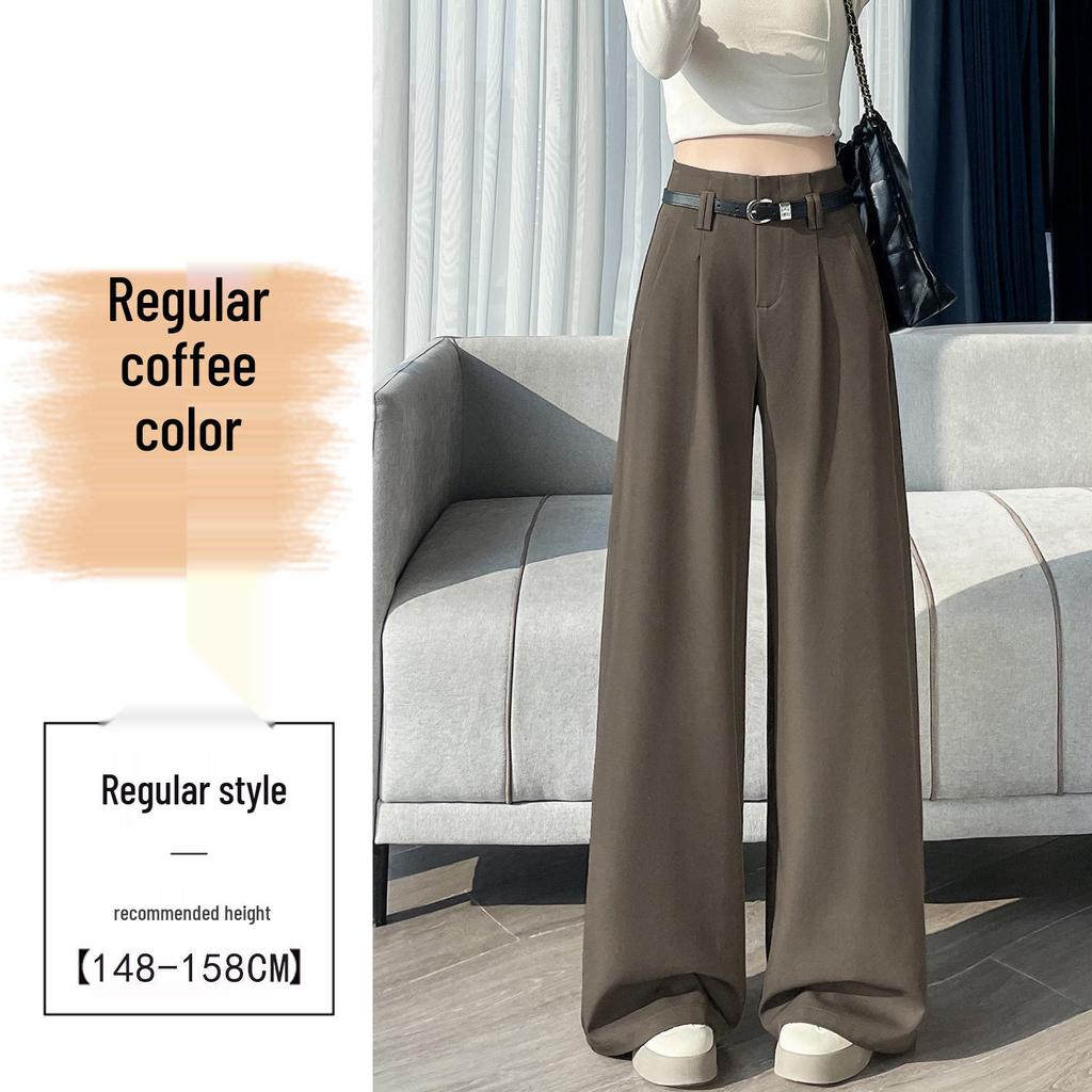 Women's Wide-Leg High Waist Gray Suit Pants - Spring 2026 Collection, Slimming Drape, Loose, Floor-Length, Casual Straight Fit.