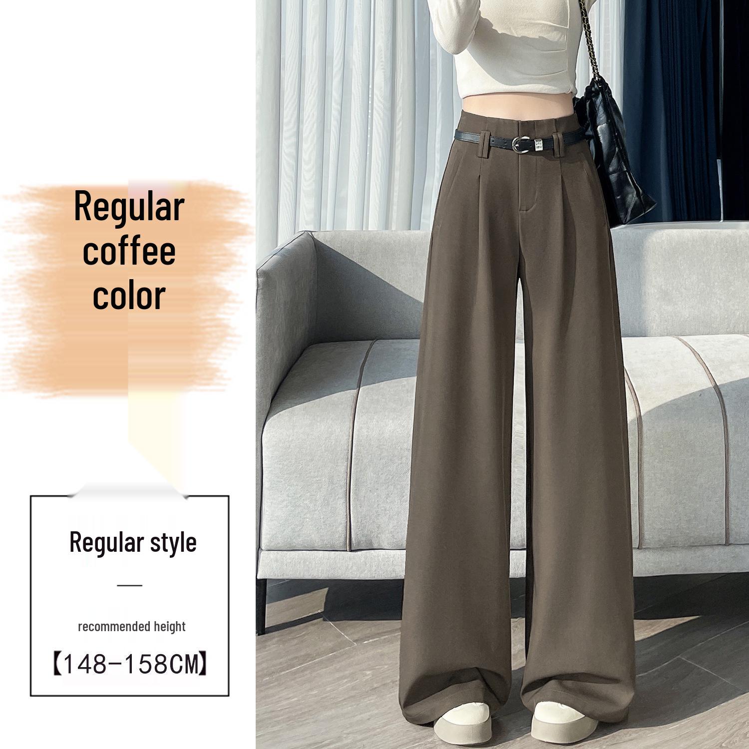 

Women s Wide-Leg High Waist Gray Suit Pants - Spring 2026 Collection, Slimming Drape, Loose, Floor-Length, Casual Straight Fit. Small коричневий