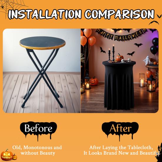 Copritavolo da Cocktail Spandex Elasticizzato Rotondo Tovaglie da Cocktail con Drappeggi Ondulati Gonne per Tavolo da Bar Alto per Matrimonio Festa Eventi Banchetto