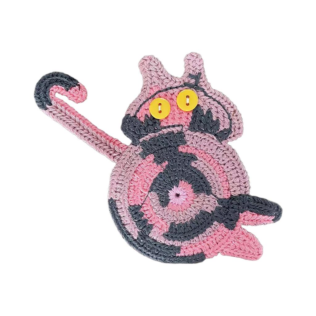 Cat Butt Design Knitted Coaster for Home Dining Table Non-Slip Heat Insulating Pad for Coffee Cup and Mug