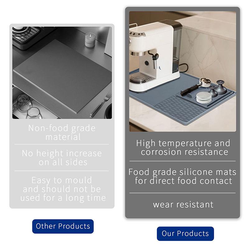 Silicone Coffee Machine Mat & Drip Tray - Two-in-One Square Tamper Mat for Countertops