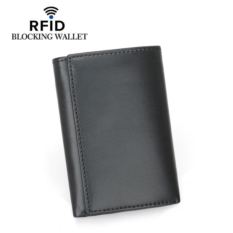 Cross-border E-commerce New RFID Three-fold Multi-card Men's Wallet, Cowhide Napa Plain Weave Wallet Will Be Sent On Behalf of You.