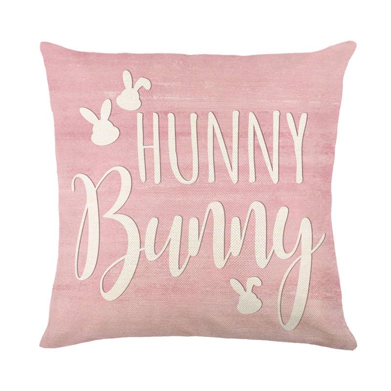 Happy Easter & Hunny Bunny Pillow Case Set Pastel Floral Cushion Covers for Living Room Holiday Decoration