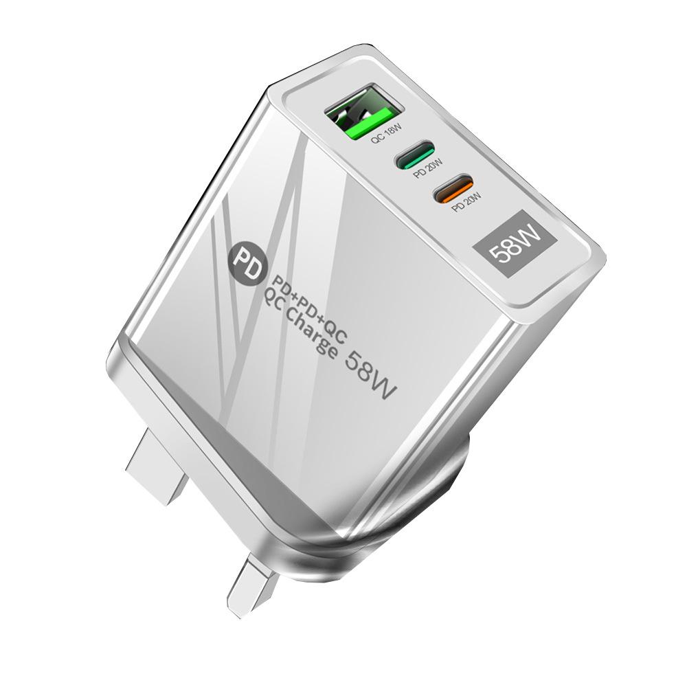 58W Dual Fast Charger with 2PD & QC3.0 for EU/US/UK/KR/AU
