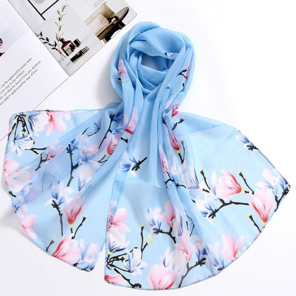 Soft Floral Printed Hijab Thin Beach Shawl Fashion Chiffon Scarf
