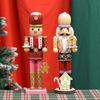 Wooden Nutcracker Soldier Figurine Christmas Decor Tabletop Ornament Home Office Display Gift