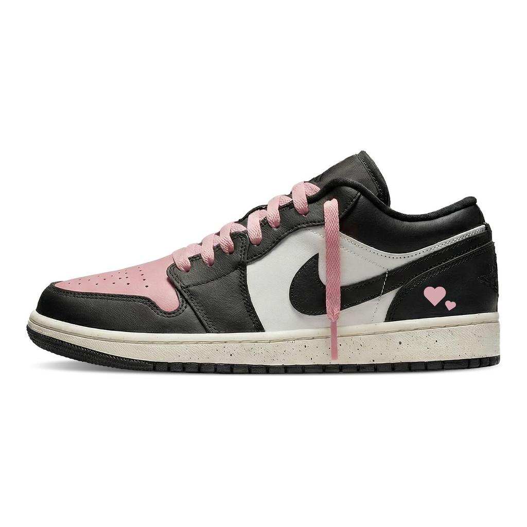 Jordan Air Jordan 1 Abrasion Resistant Low Top Vintage Basketball Shoes Women's Black White Pink 553560-081(Team577-S-BOX)