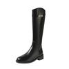 Plateau-Lederstiefel für Damen im Herbst und Winter 2025, neue hochschaftige High-Knight-Stiefel mit dickem Absatz und Diamantschnalle, aber Kniestiefel für Damen