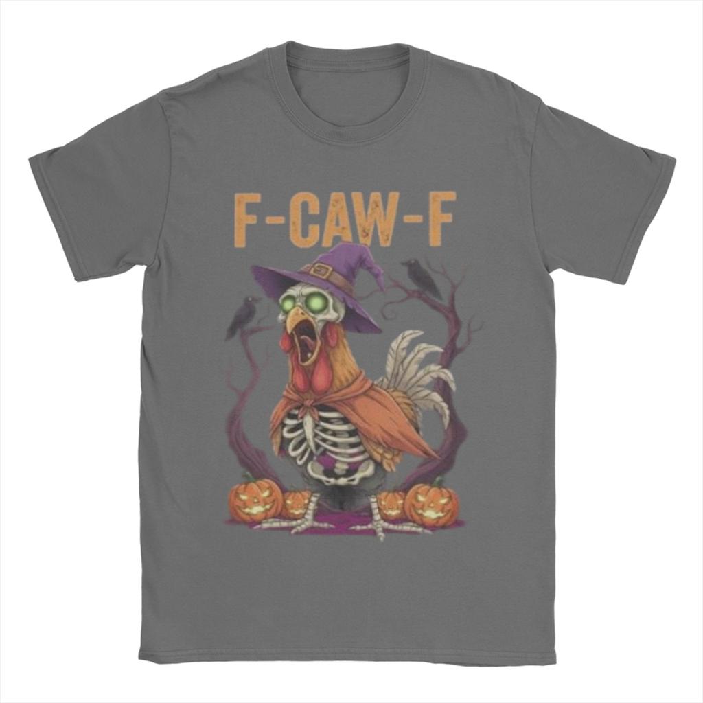 FCawF Rooster FCAWF Funny Skeleton Chicken T Shirts for Men Cotton Vintage TShirt O Neck Tee Shirt Short Sleeve Tops Original