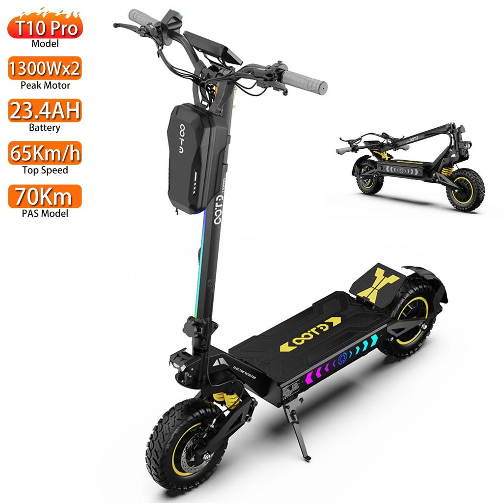 OOTD T10 Pro Elektroroller Faltbar 11" 2600W Motor Hydraulische Bremse 52V 23.4AH Vollfederung Elektroroller für Erwachsene Schwarz