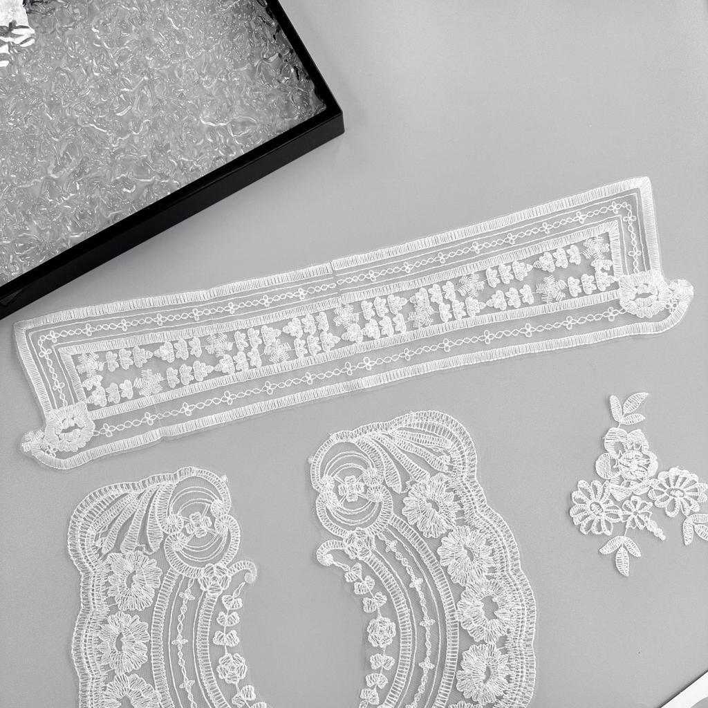 White Mesh Embroidery Appliqué Decoration Clothing Versatile Dress Dress Accessories Fabric Patch Accessories