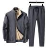 Herren Fleece Verdickt Zweiteilig Sportbekleidung Jacke Lässiger Anzug Pullover Hose