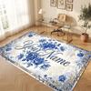 Floral Garden Theme Crystal Velvet Floor Rug Personalized Custom Name Text Warm Carpet Home Decoration