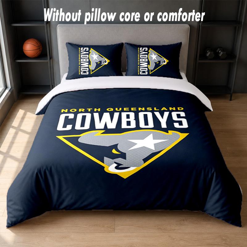 North Queensland Cowboys Design Bed Bedding Set 1 Duvet Cover + 2 Pillowcases Soft Breathable Household Bed Linens