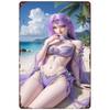Vintage Retro Metal Tin Sign  Yue Liu Fairy from Perfect World Anime Beach Theme Wall Art for Bedroom Bar Game Room Decor