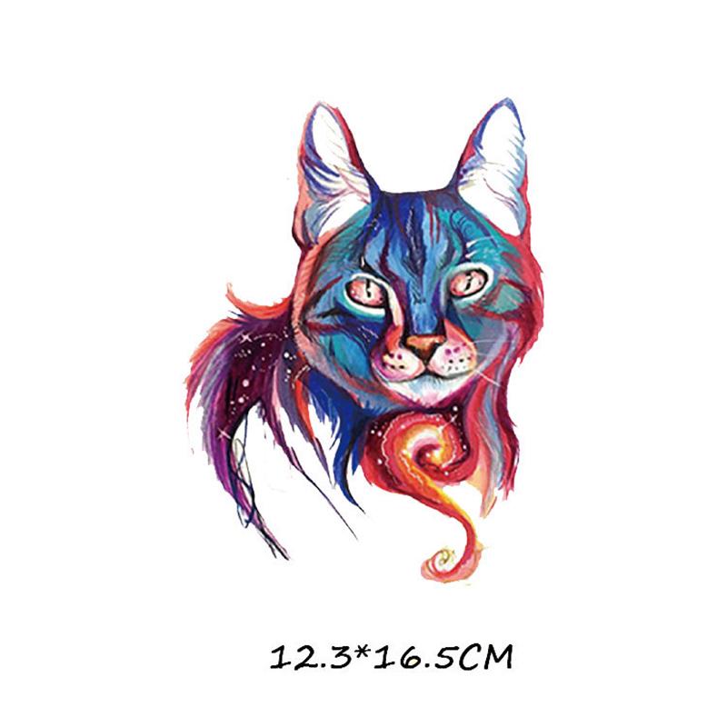 Tiger Wolf Cat Feather Stickers Patches Iron on Clothes Thermal DIY Transfer