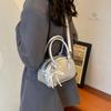 Cute Trendy Women'S Mini Shoulder Bag Fashion Pu Leather Bow Female Crossbody Bag Elegant Silver Party Handbag Sweet Small Purse