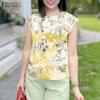 ZANZEA Women Summer Print Casual Round Neck Sleeveless Blouse