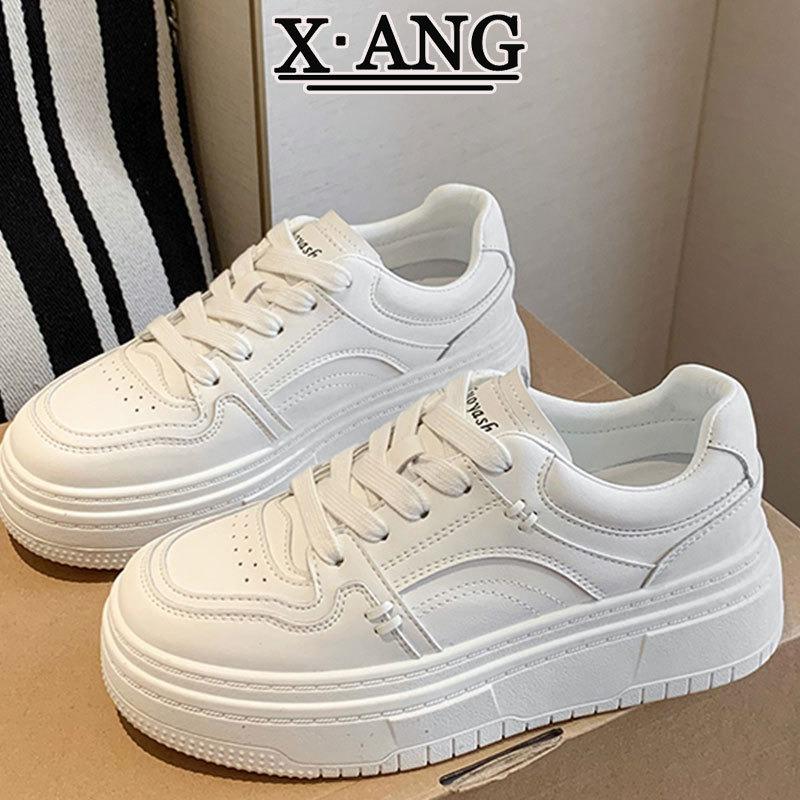 Leather thick-soled heightening board shoes early spring new versatile little white shoes children's casual sports shoes women's shoes