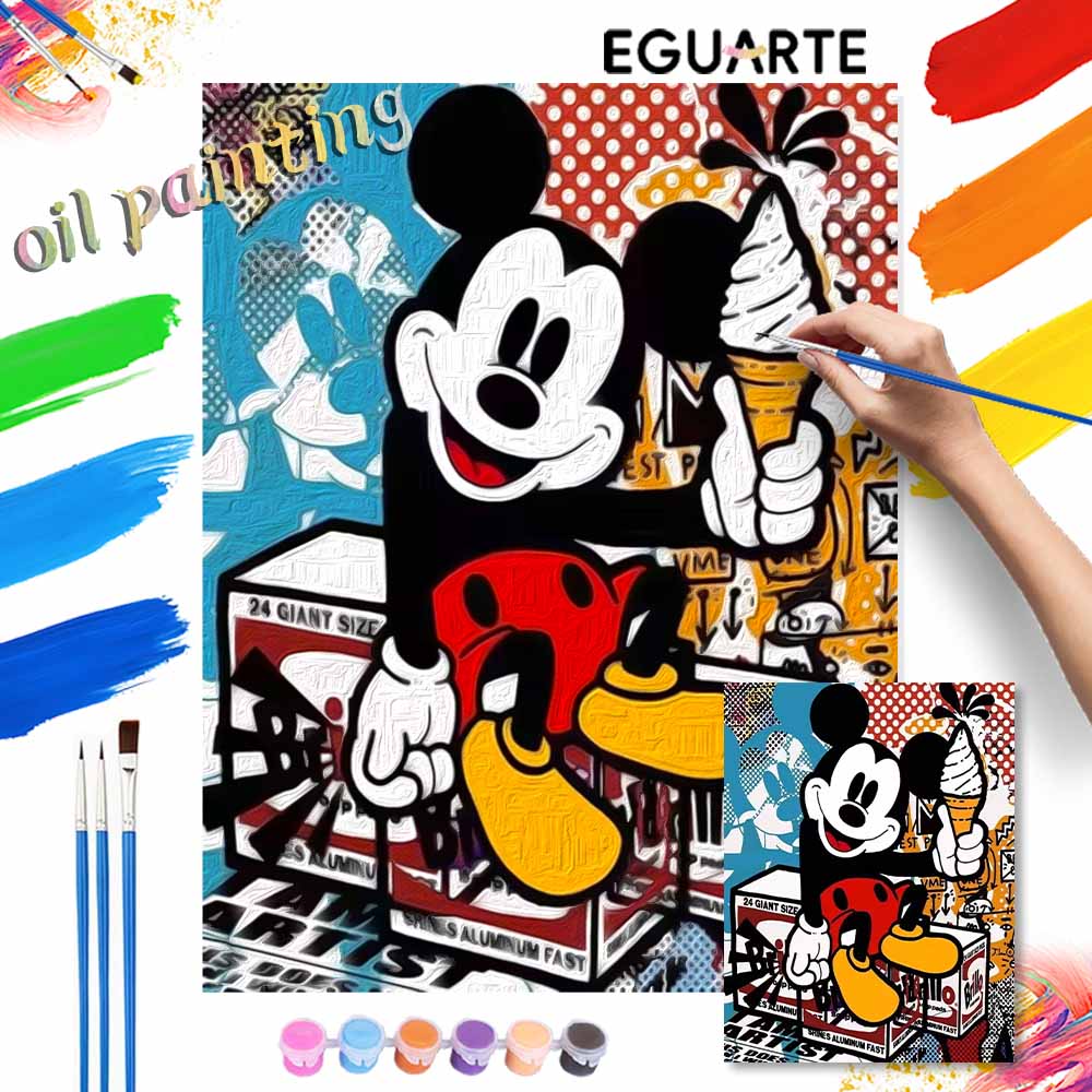 Disney Mickey Mouse Pop Art oil paint by numbers painting kit handmade diy home decor gifts wall art canvas picture craft supplies