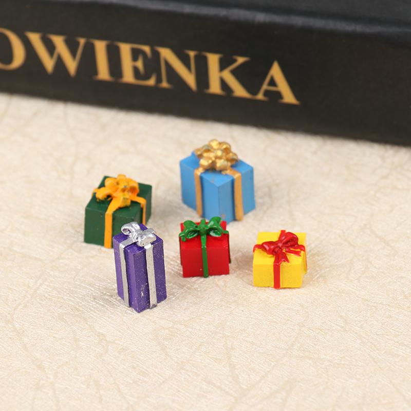 5PCS 1/12 Scale Miniature Dollhouse Christmas Gift Box Decoration Accessories