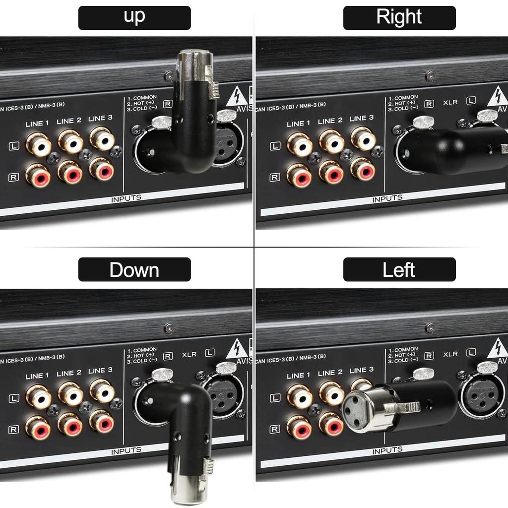 Xiatiaosann XLR Angle Adapter 3-Pin Dual Male To Female Connector 90 Degree Adjustable 4 Different Angles RightLeft Plug Socket for Mixer Microphone
