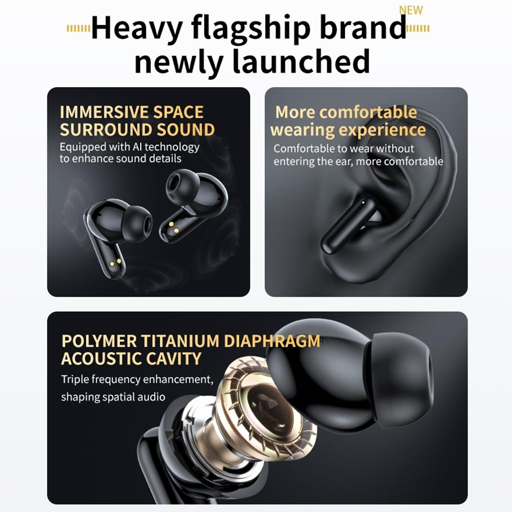 Căști intraauriculare cu ecran tactil nou BT 5.4 ANC Căști fără fir cu reducere a zgomotului cu husă de încărcare Căști sport la modă