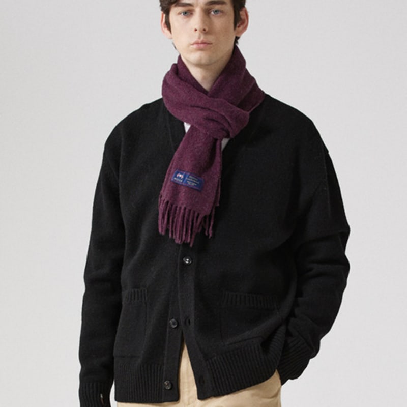 ABRAHAM MOON Merino Wool Muffler 25cm - Claret