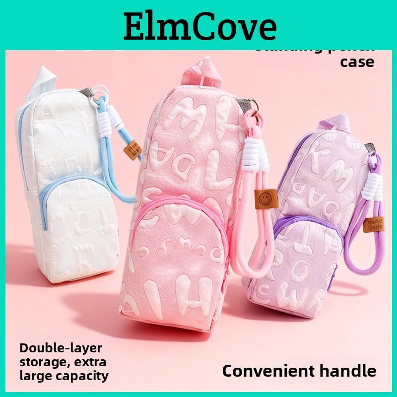 Canvas Double Layer Pencil Case For Students With Large Capacity Portable Storage Bag For School Supplies