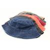 Bucket Hat Solid Color Washed Vintage Anti-UV Sunscreen Decorative Denim Unisex Women Men Cap Headwear