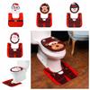 2Pcs/set Santa Pattern Bathroom Seat Set Dust Proof Santa Floor Carpet  Protection  Floor