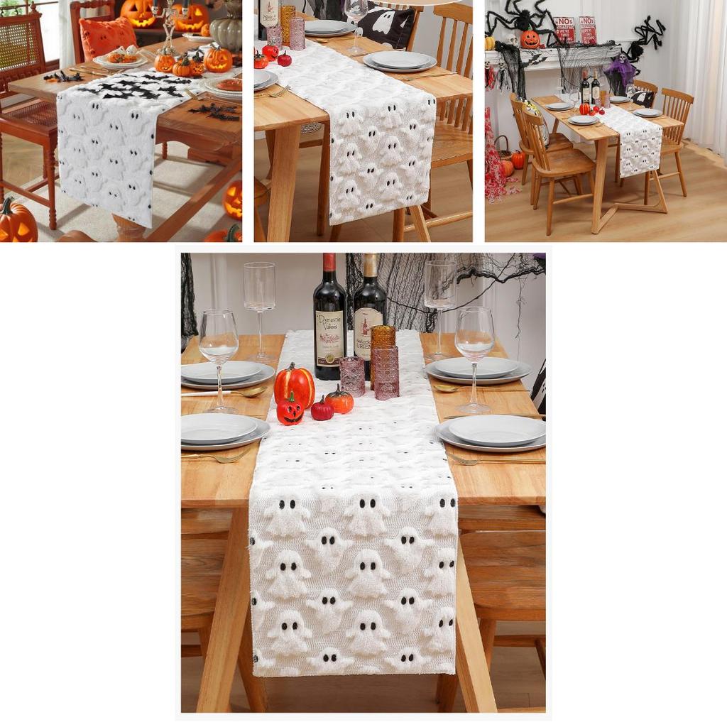 Black Eye Ghost Embroidered Doublesided Table Runner For Party Decor And Event Displays