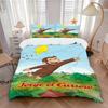 3pcs Curious George Flying Kite Home Bedding Set-Universal Three-Piece Suit for Bedroom, Guest Room, Living Room, Hotel-Perfect Gift for Fan