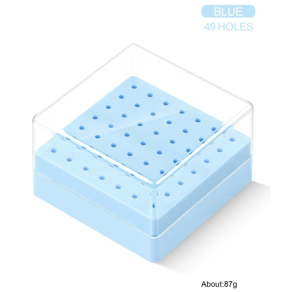 

49 Holes Nail Drill Bits Storage Box White Pink Blue Empty Box Nail Drill Display Stand Manicure Accessoy Tools