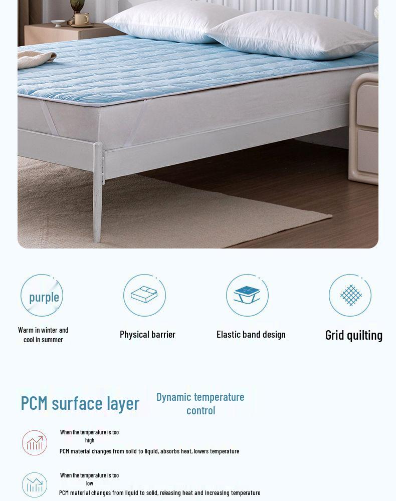 Silk Enjoy PCM Temperature-Controlled Double-Sided Mattress Topper, Machine Washable, 4 Seasons Use, Student Dorm Pad.