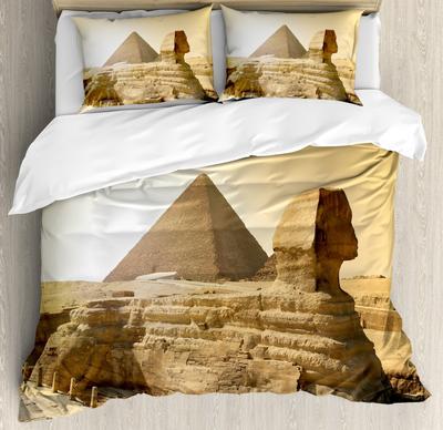 Ägyptische Pyramiden Bettbezug King Size Erwachsene Altes Ägypten Stammes Bettwäsche Set Afrikanisch Vintage Exotisch Kamel Wüste Steppdeckenbezug