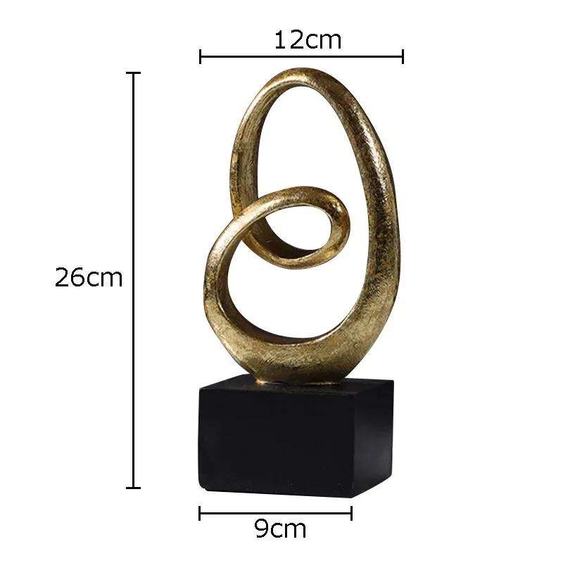 Nested Golden Ring Geometric Abstract Circular Statue Resin Crafts Sculpture Desk Decoration Ornaments Room Aesthetics Decor