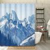 1pc modern abstract snow mountain range pine forest winter snowy scenery shower curtain, decorative printed bath curtain